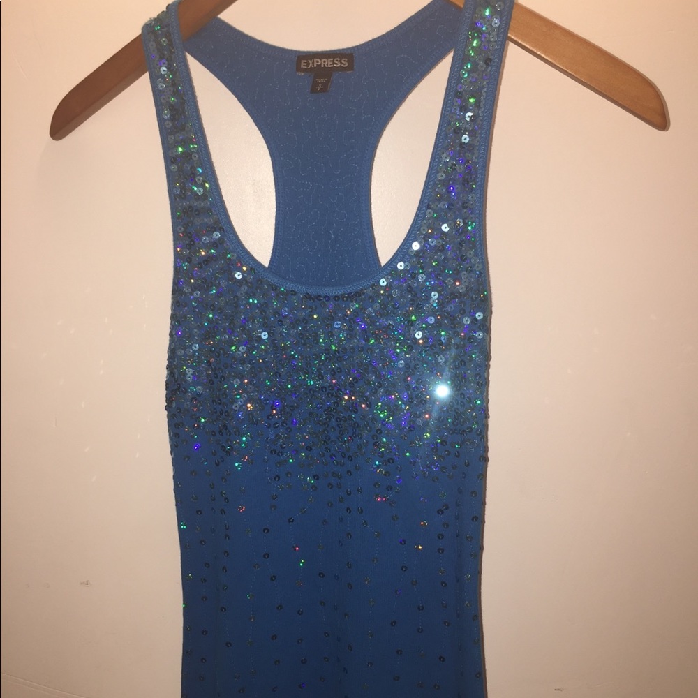 Express Blue Sparkly Tank Top
